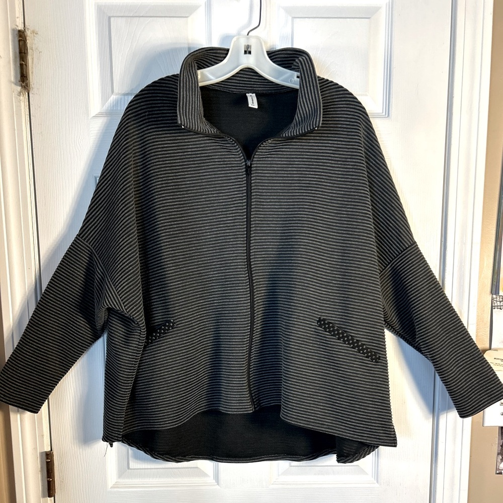 FH Clothing Co Striped black/gray women's zip up. size “1”